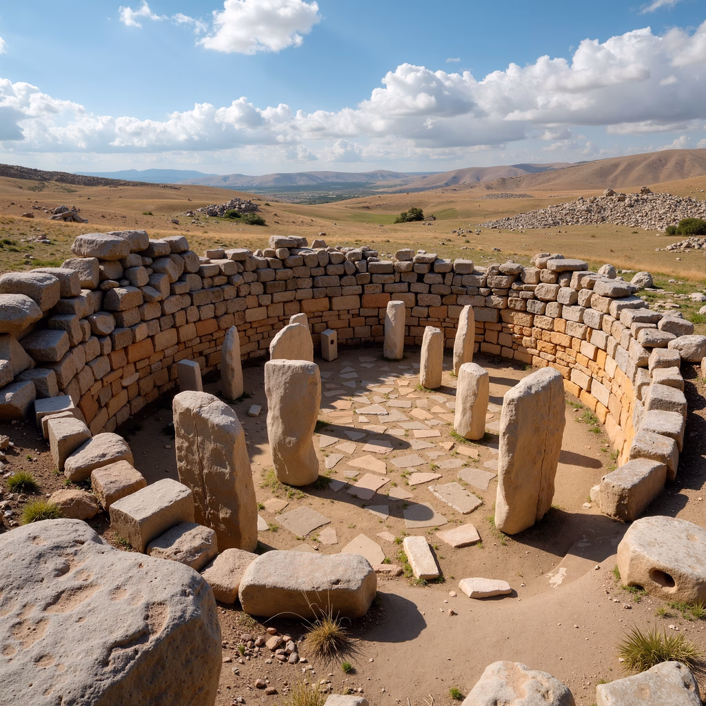 Ancient stone ruins in a desert landscape, evoking mystery and history.