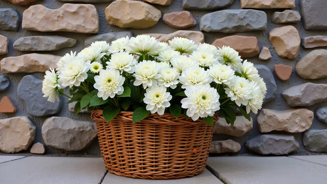Basket of White Dahlias