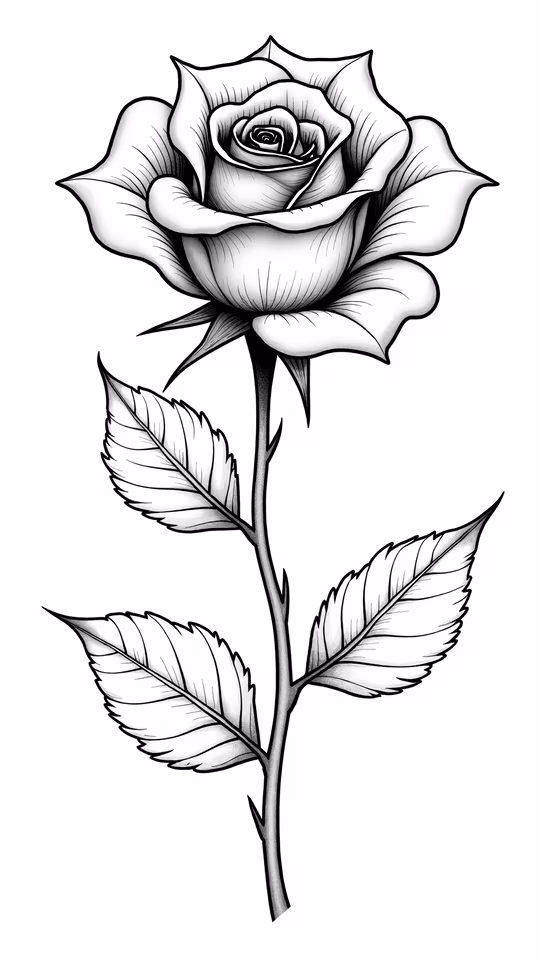 Black and White Rose Illustration