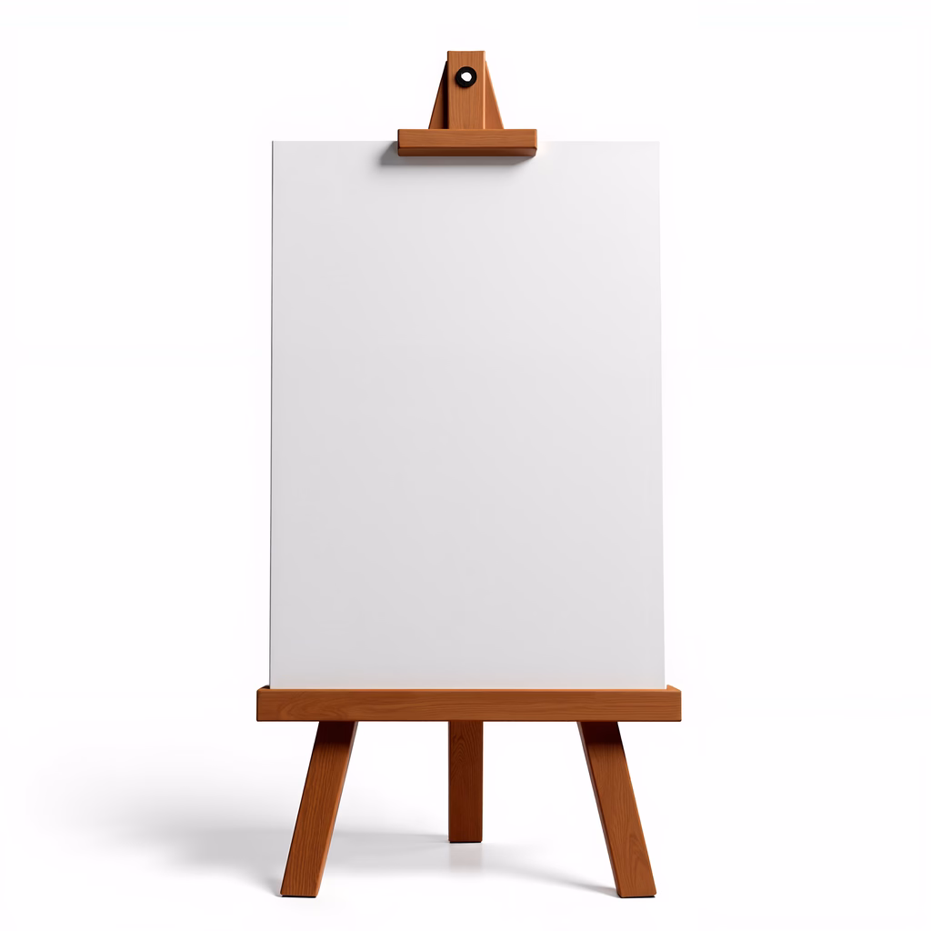 Minimalist wooden easel with blank canvas, perfect for artistic inspiration.