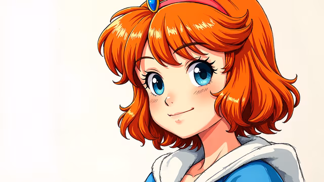 Cartoon Girl with Orange Hair