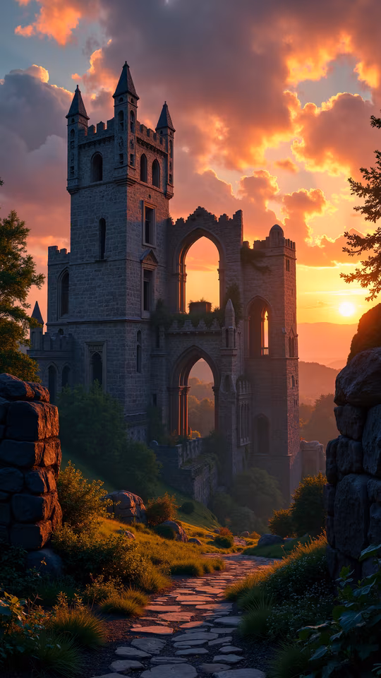 Castle Ruins at Sunset