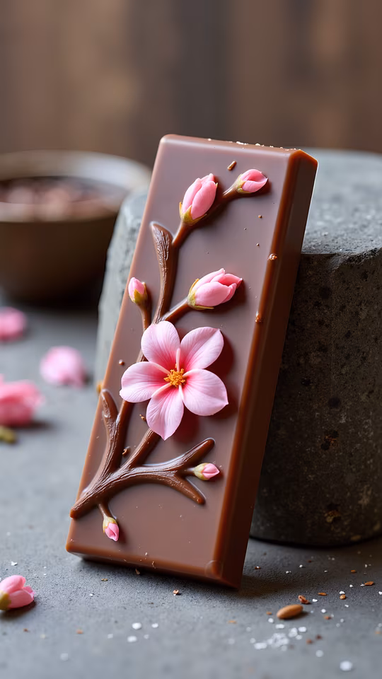 Chocolate Bar with Cherry Blossoms
