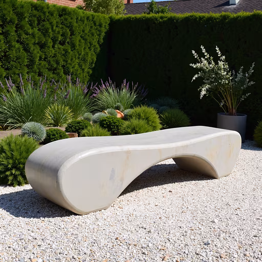 Curved Bench in Garden