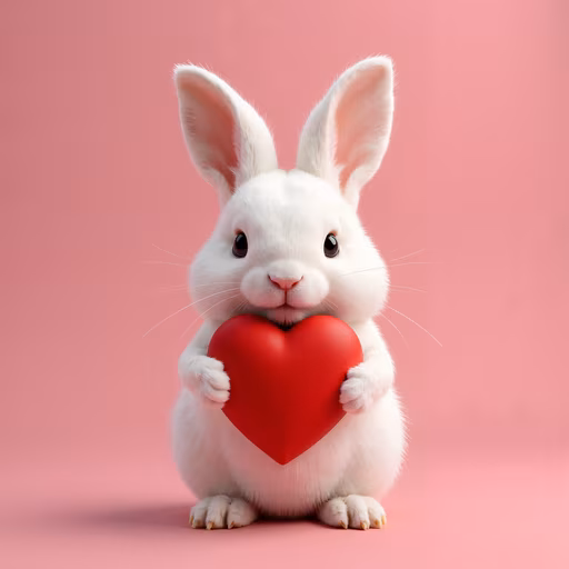 Cute Bunny Holding Heart