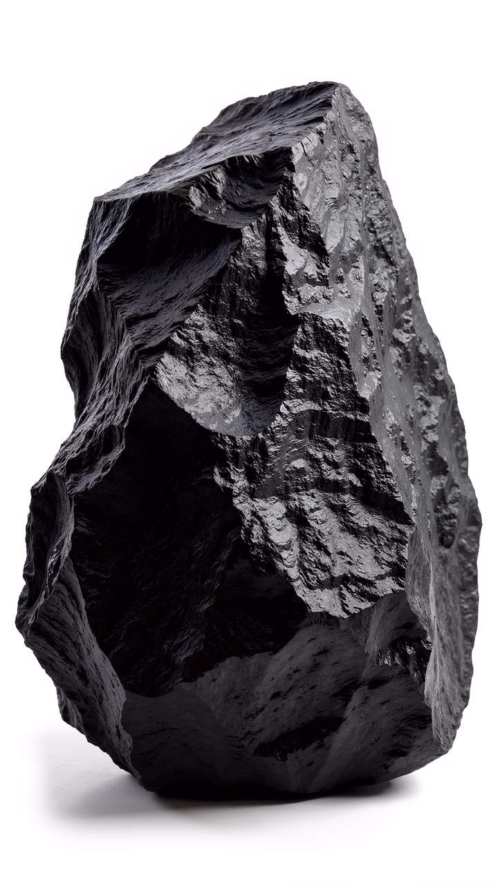 Monochromatic dark rock illustration with intricate textures and deep shadows.