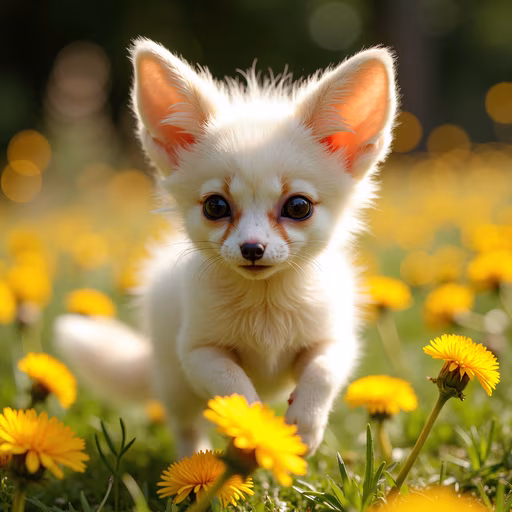 Fennec Fox in Dandelions