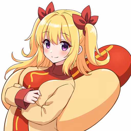 Girl with Hot Dog Illustration