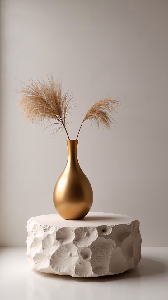 Golden Vase with Dried Grass