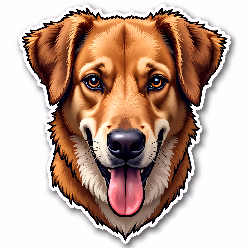 A cheerful golden retriever illustration showcasing its playful personality.
