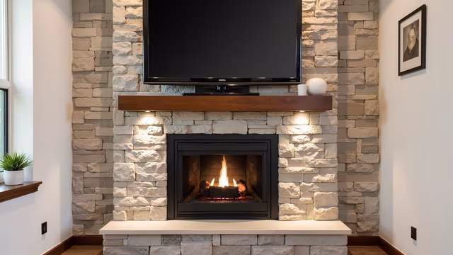 Modern Stone Fireplace