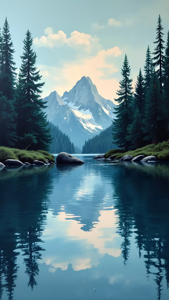 Mountain Reflections Illustration