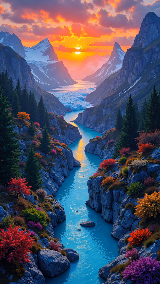 Mountain Sunset Illustration