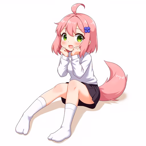 Pink Fox Girl Illustration