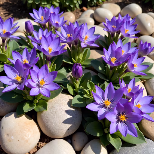 Purple Crocuses Among Stones