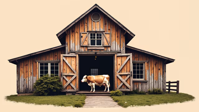 Rustic Barn with Cow