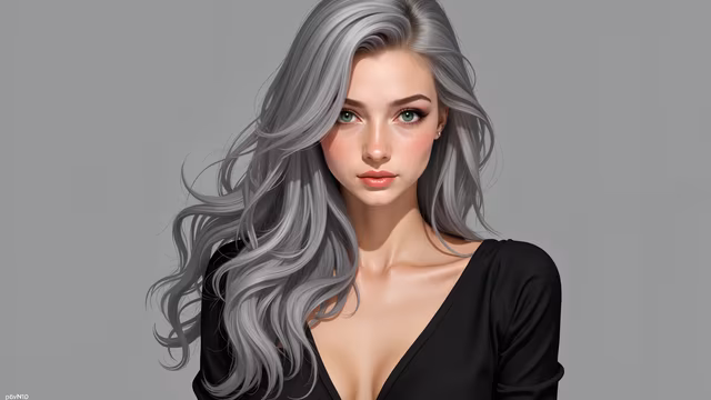 Silver Hair Illustration