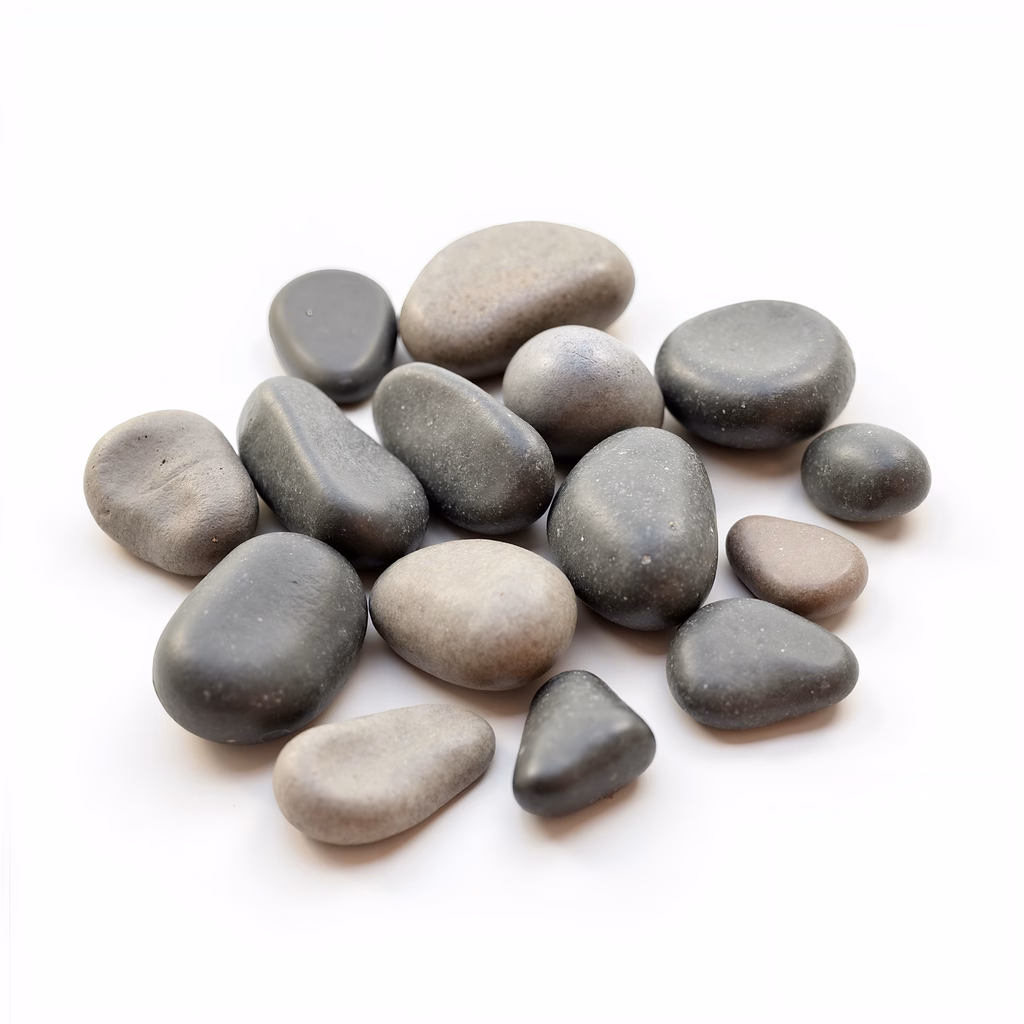 Natural pebbles in soft tones, minimalist design