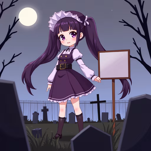 Spooky Maid in Graveyard
