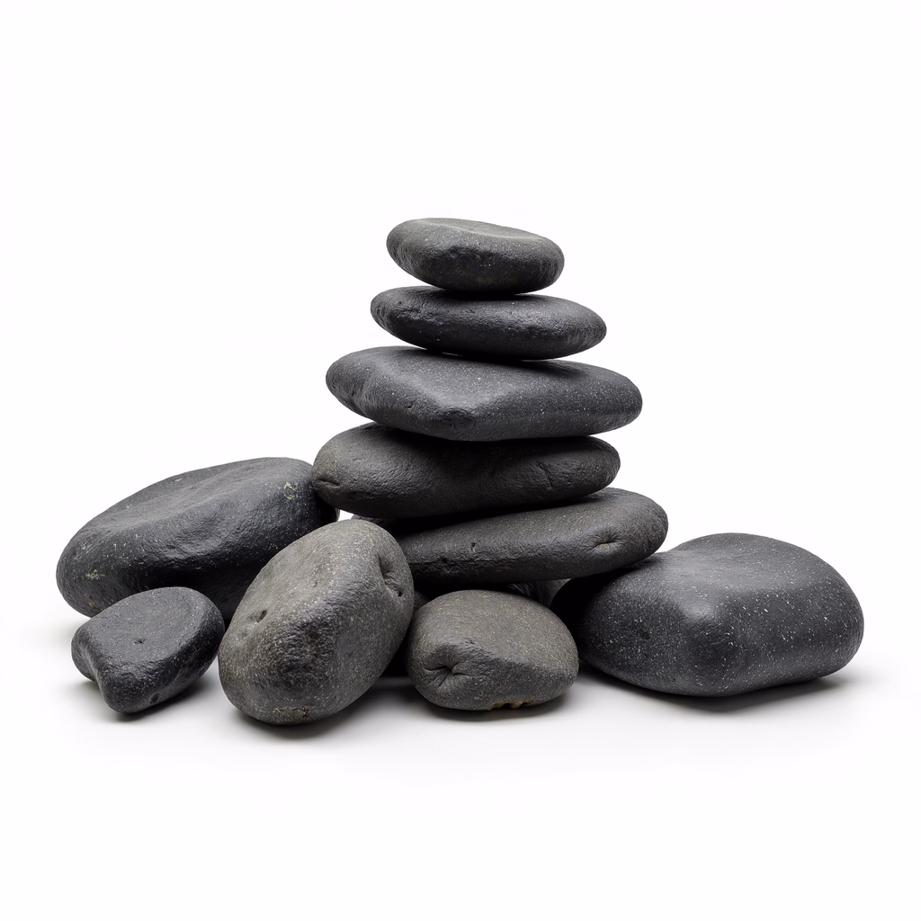 Minimalist stone stack on white background