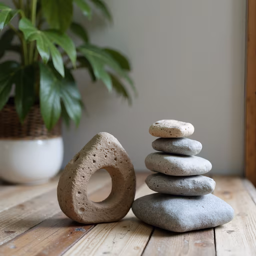 Stacked Stones and Greenery