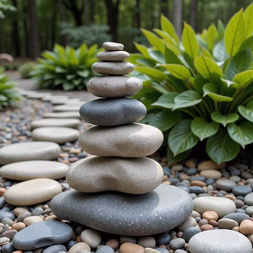 Stacked Stones in Serene Forest