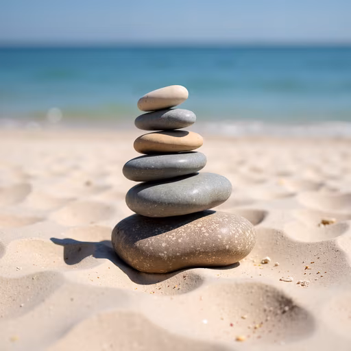 Stacked Stones on the Beach