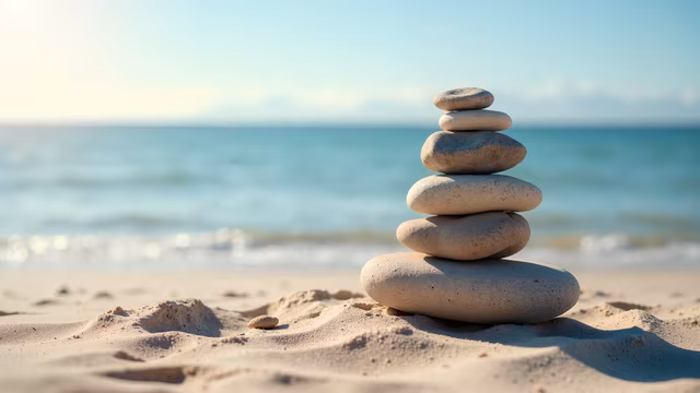 Stacked Stones on the Beach
