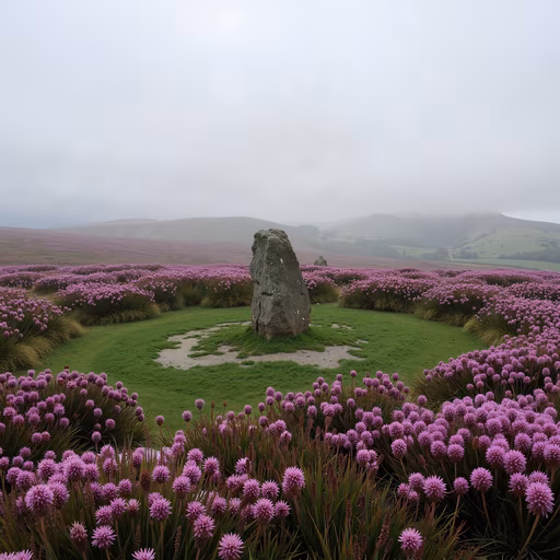 Stone Circle Amongst Purple Heather