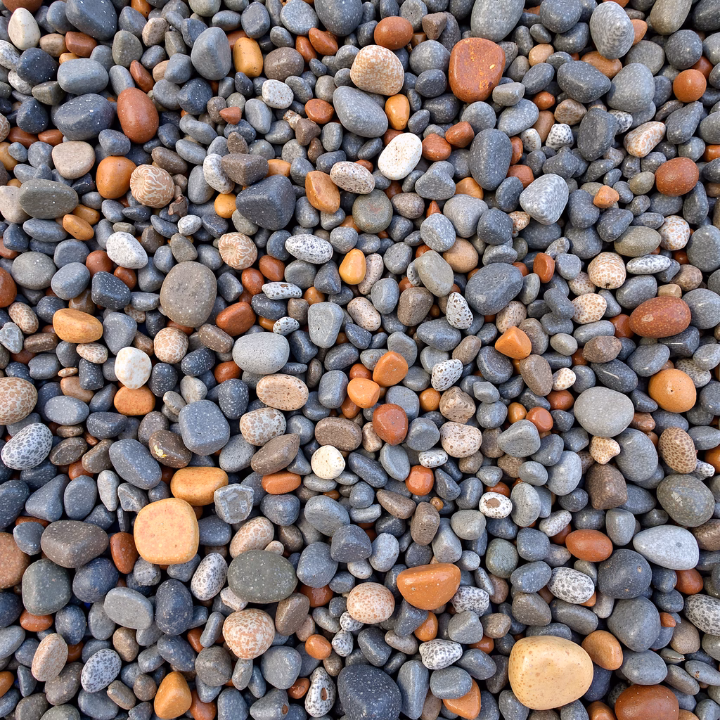 Close-up of diverse stones with varied colors and textures, captured in natural light.