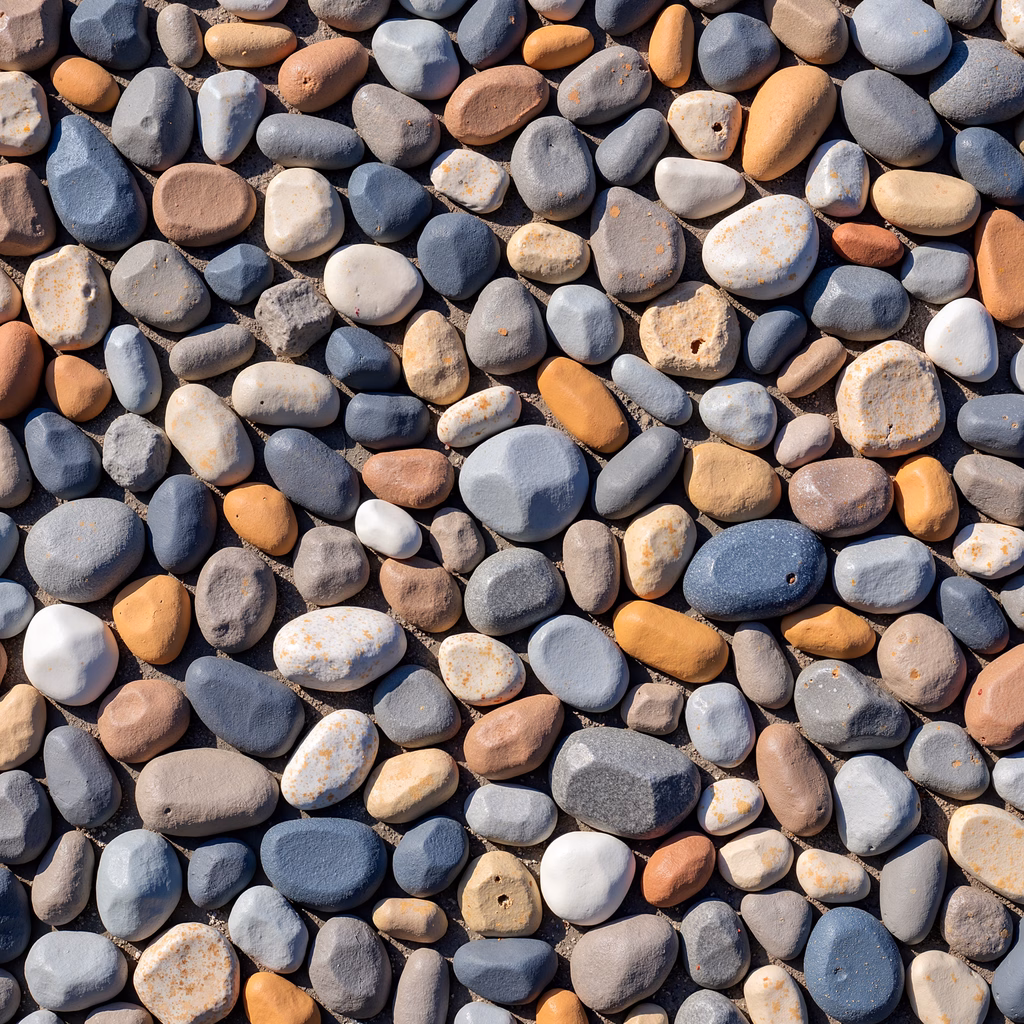 A colorful array of stones under the sun, highlighting textures and natural beauty.