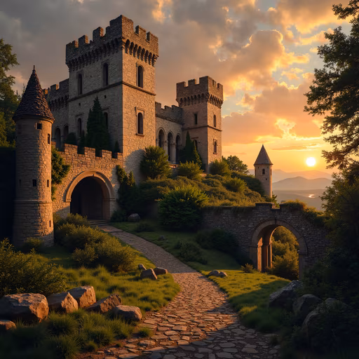 Sunset Castle Illustration