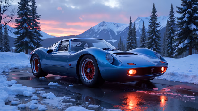 Vintage Sports Car at Sunset
