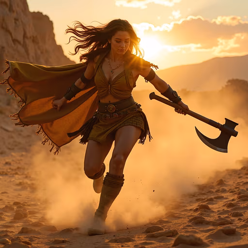 Warrior Woman at Sunset