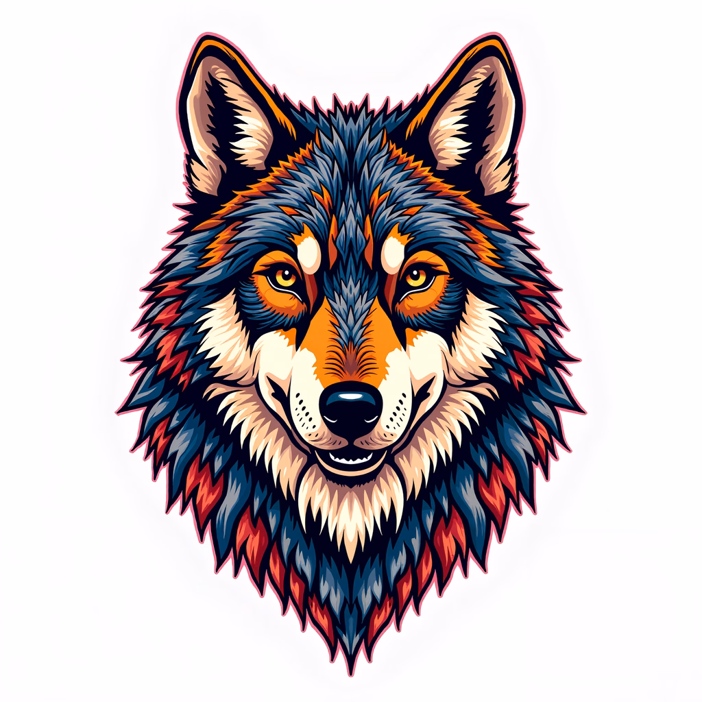 Vibrant and detailed illustration of a wolf, showcasing its fierce spirit.