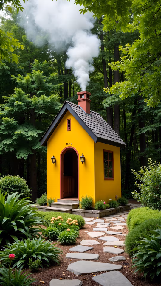Yellow Cottage in the Woods