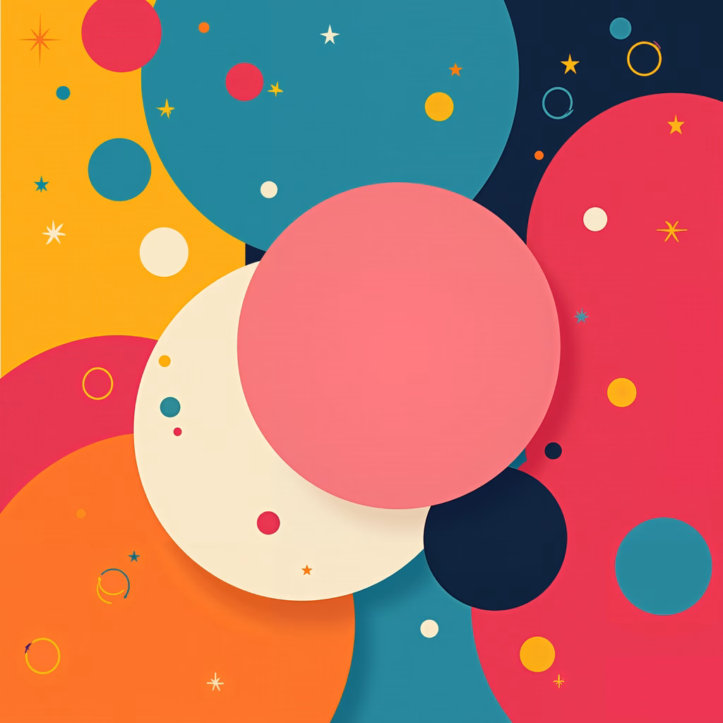 Bold abstract circles in a playful, energetic design.