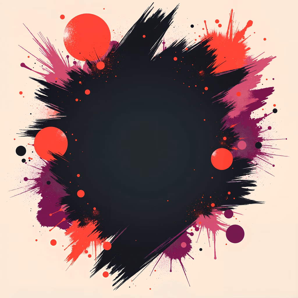 Dynamic abstract illustration with bold splashes and vibrant colors.