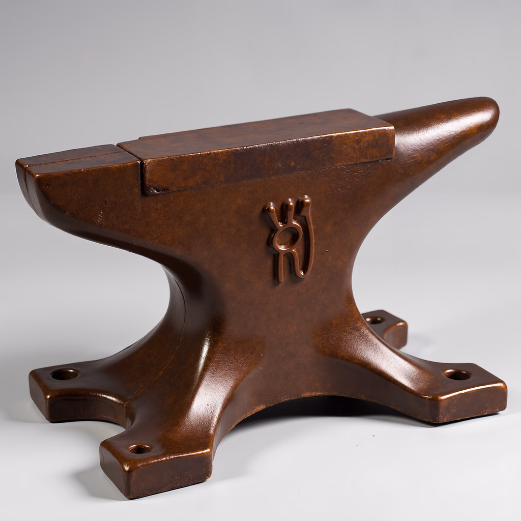 Detailed illustration of a robust anvil, highlighting its industrial design and craftsmanship.
