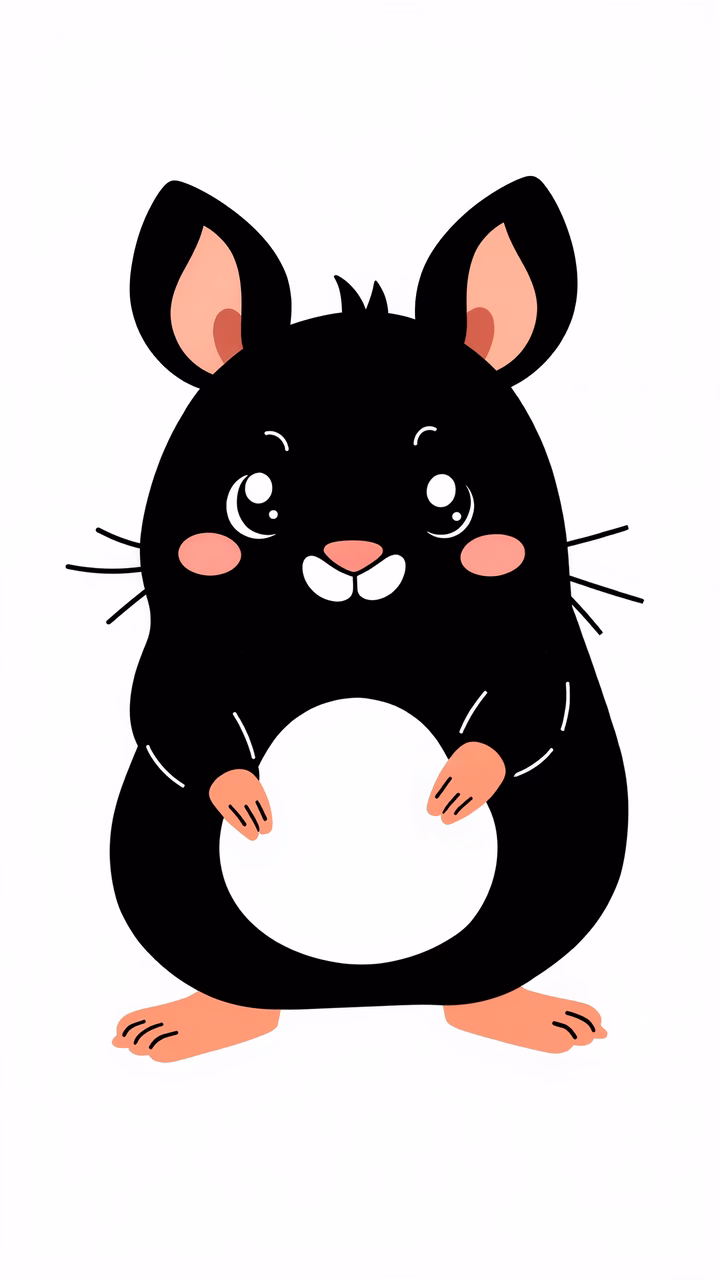 Cute cartoon hamster holding a white circle, perfect for children's art.