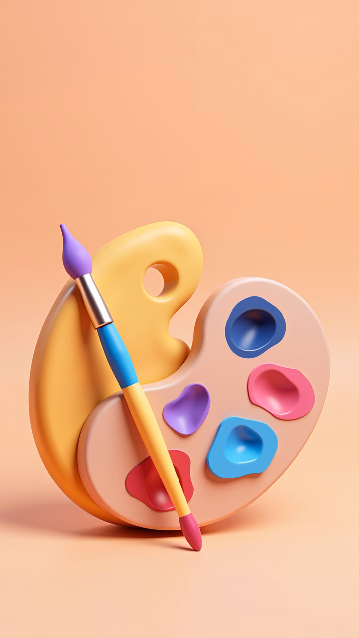Bright and cheerful palette with a matching brush, perfect for artistic inspiration.