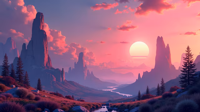 Dreamy Sunset Illustration