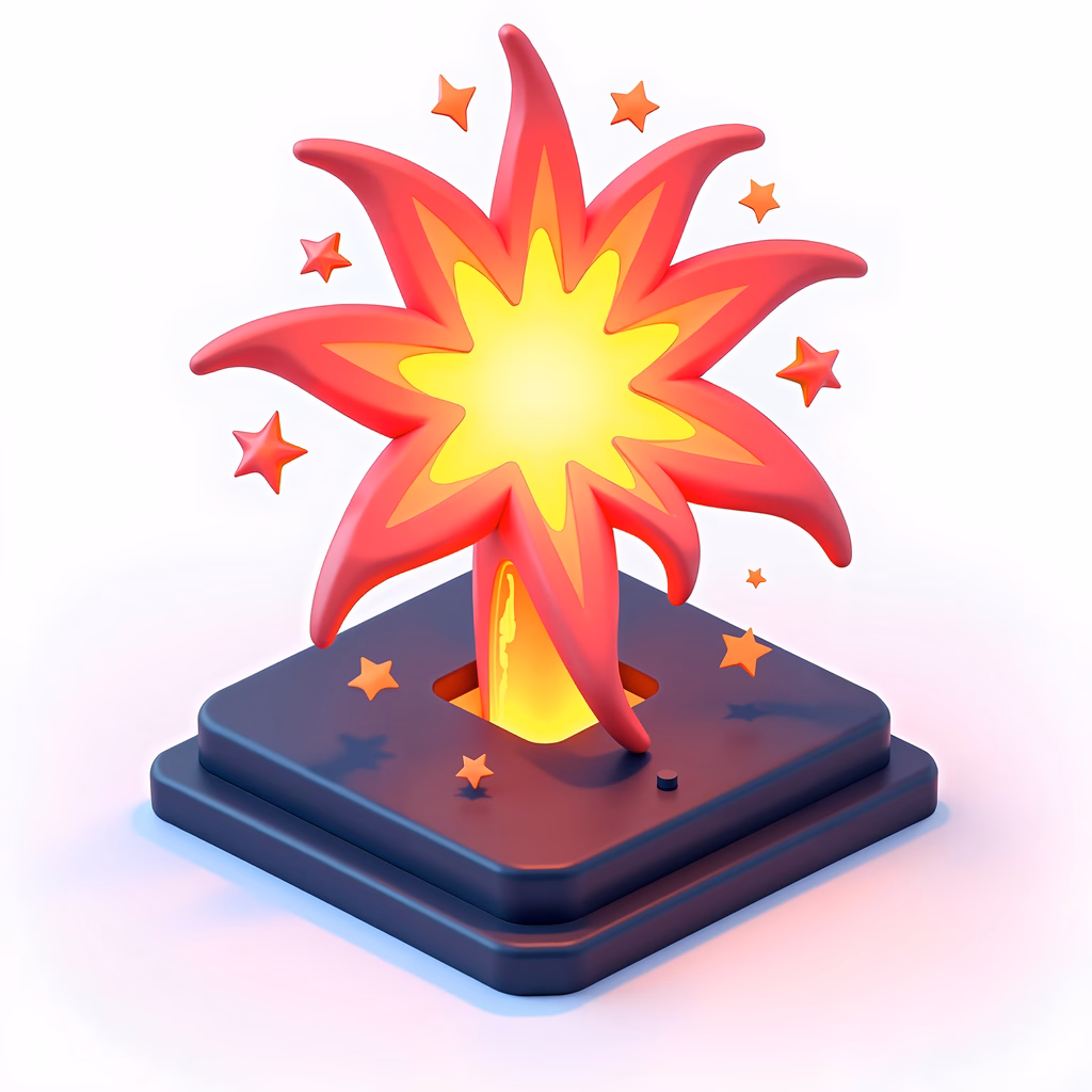 Vibrant and energetic explosion illustration with bold colors and sharp lines.