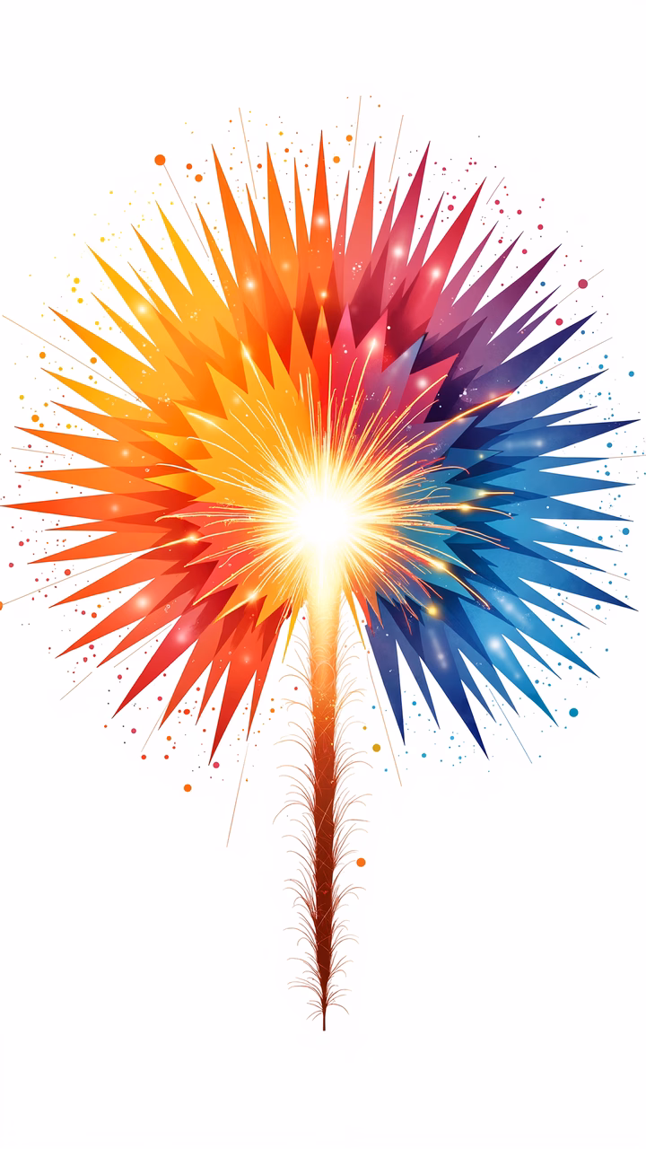 Vibrant fireworks illustration celebrating joy and festivity.