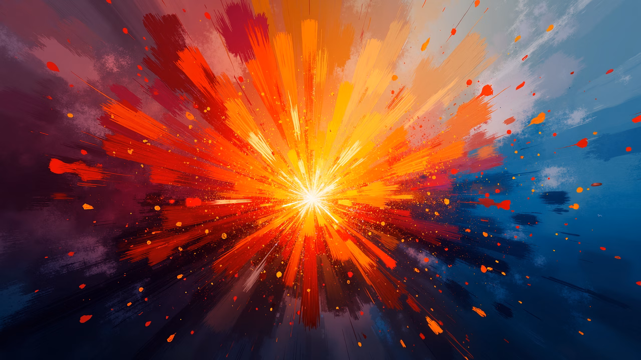 Vibrant explosion of colors in abstract art style.