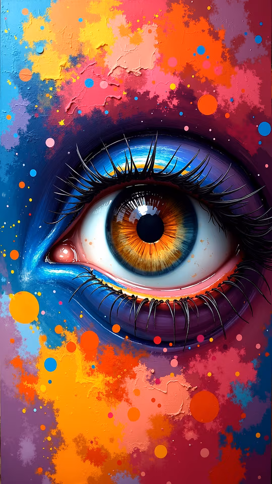 Eye of Colorful Paint Splatter