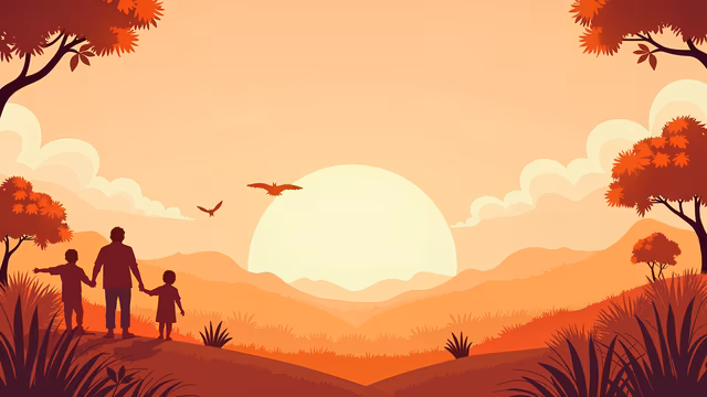 Family Sunset Illustration