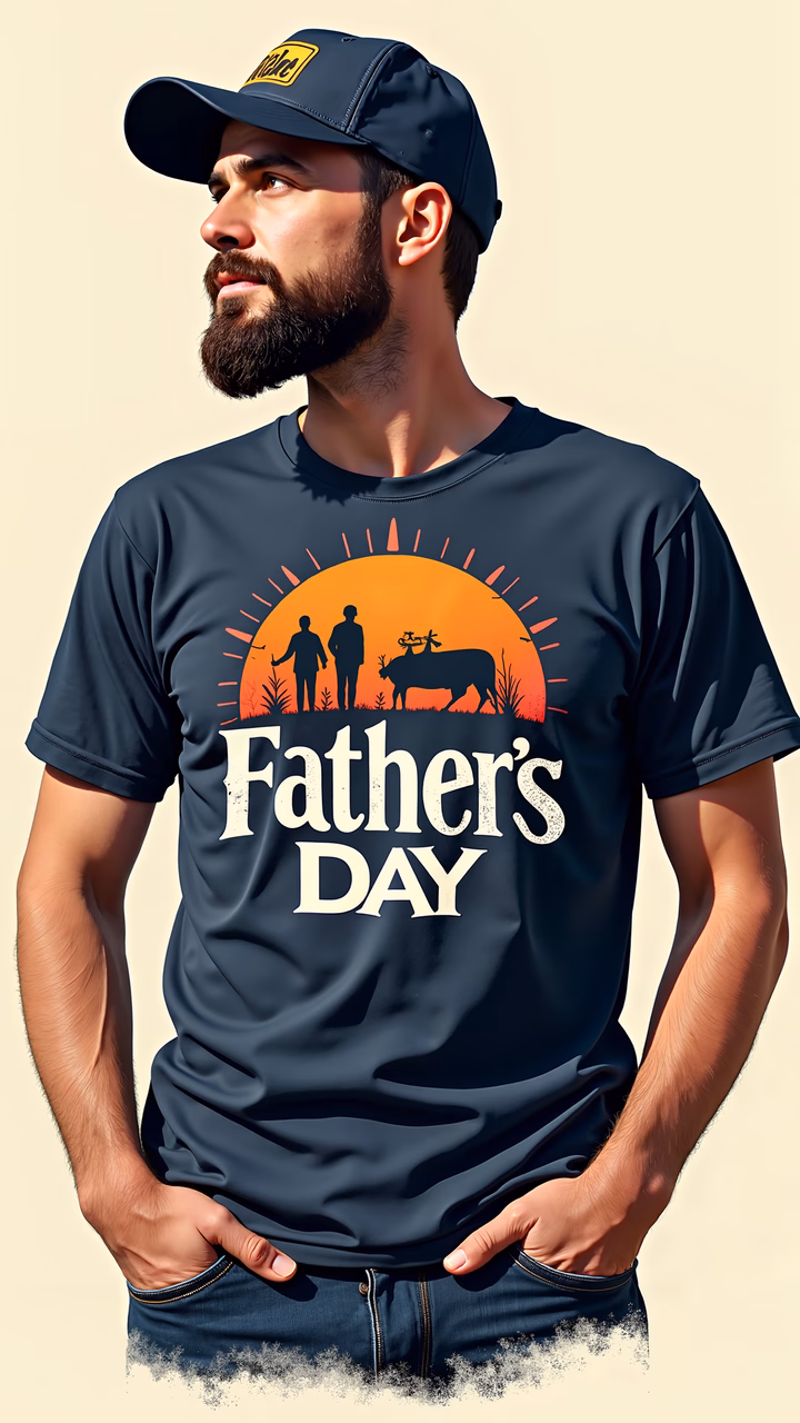 Vintage-style Father’s Day t-shirt featuring family and rural themes.