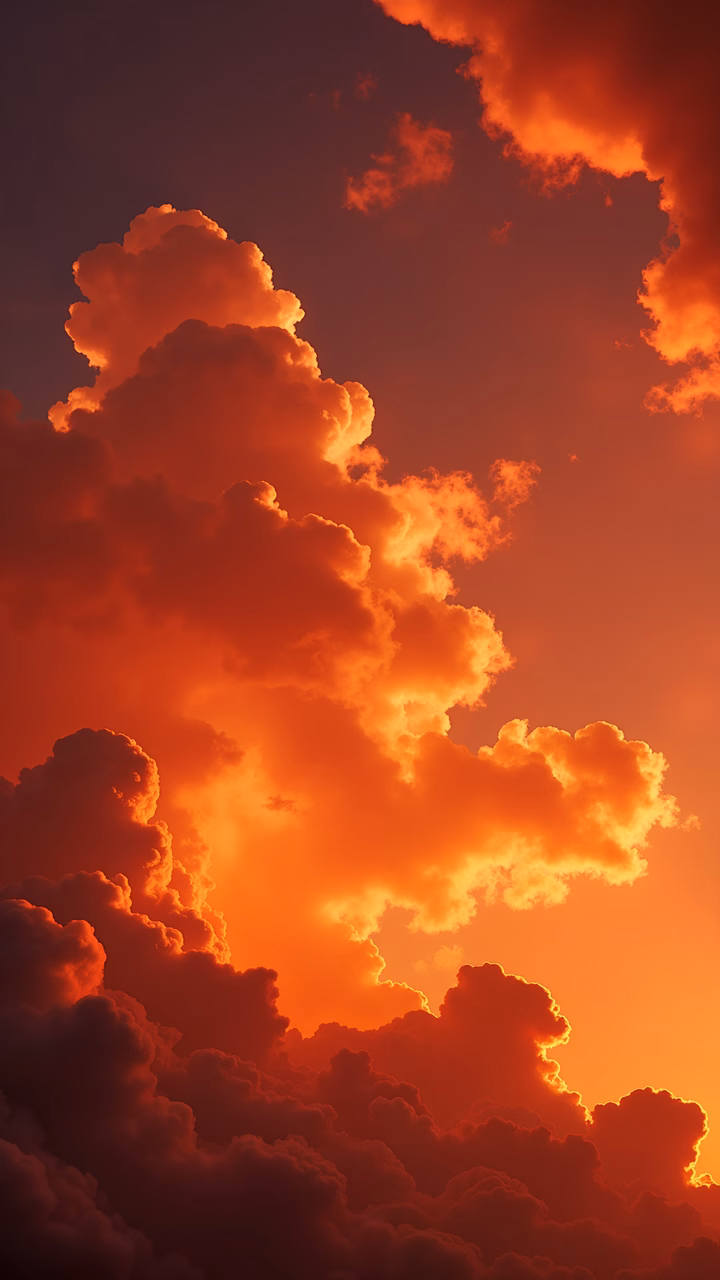 Fiery clouds in a dramatic sky, capturing the essence of warmth and intensity.