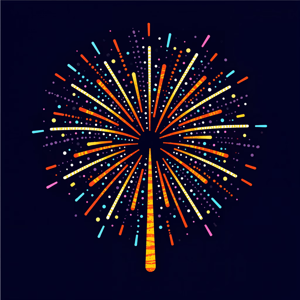Vibrant fireworks burst illustration celebrating joy and festivity.
